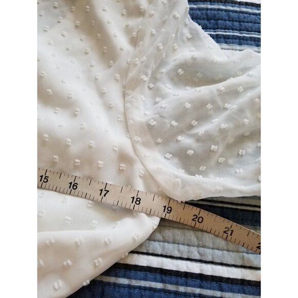 BB Dakota Romper Ivory Swiss Dot Long Sleeve Wrap Top Womens Size Medium - Picture 6 of 10
